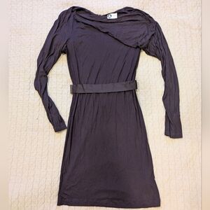 Lanvin Draped Top Mini Long Sleeve Evening Dress With Silk Belt